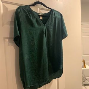 Green forest satin blouse h&m size 14